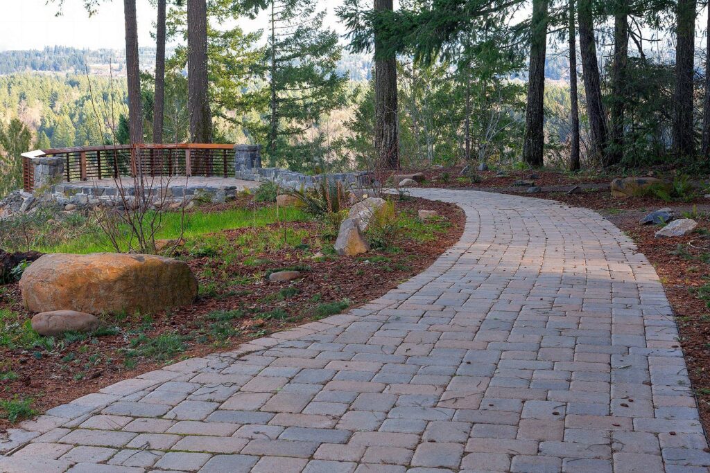 Patios and walkways are beautiful in the landscape.